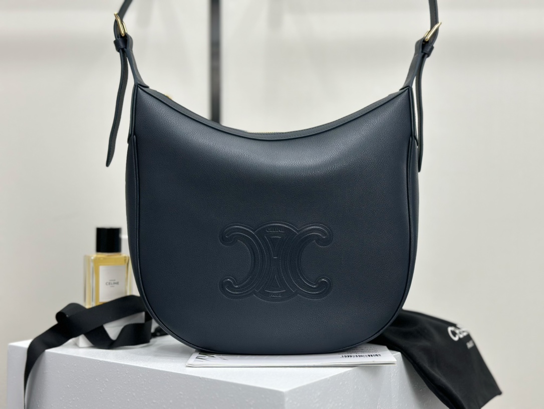 CELINE | Heloise Soft Stone Leather Handbag, Cowhide Leather, Suede Lining  