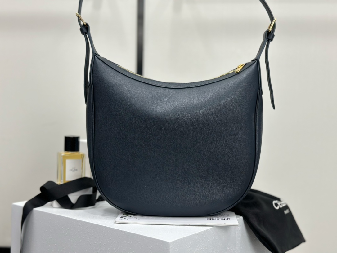 CELINE | Heloise Soft Stone Leather Handbag, Cowhide Leather, Suede Lining  