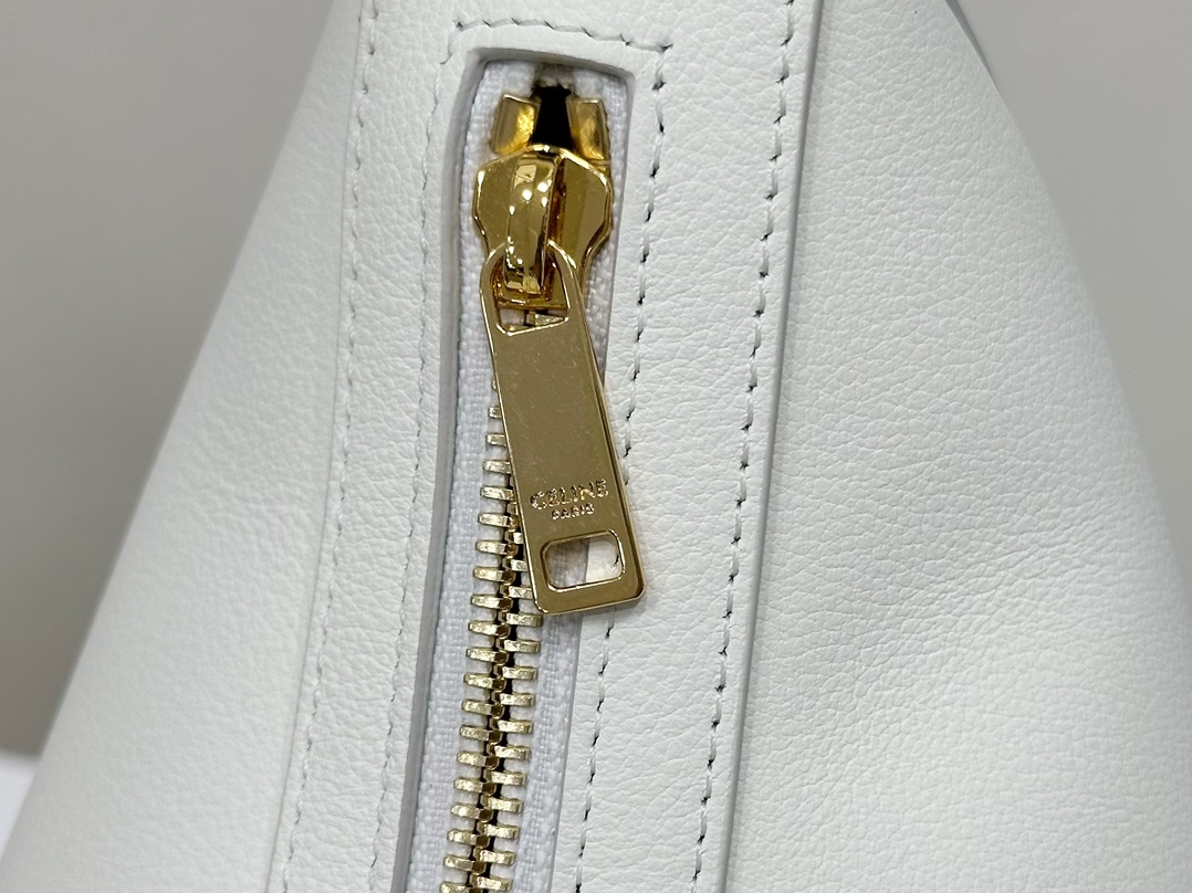 CELINE | Heloise Soft Moonlight White Leather Handbag, Cowhide Leather, Suede Lining  