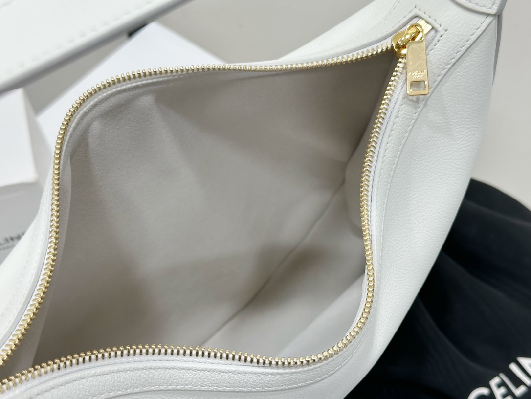 CELINE | Heloise Soft Moonlight White Leather Handbag, Cowhide Leather, Suede Lining  