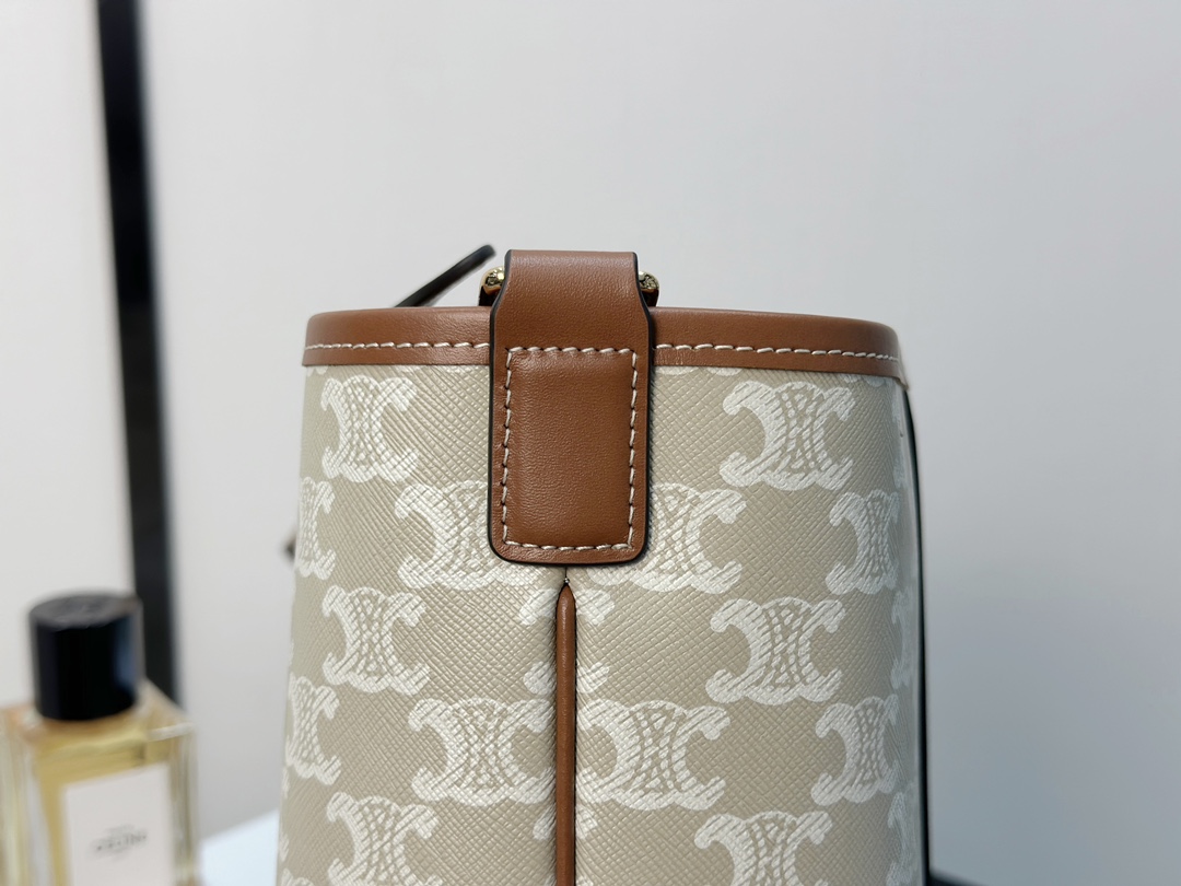 CELINE | Triomphe Beige Small Bucket Bag  