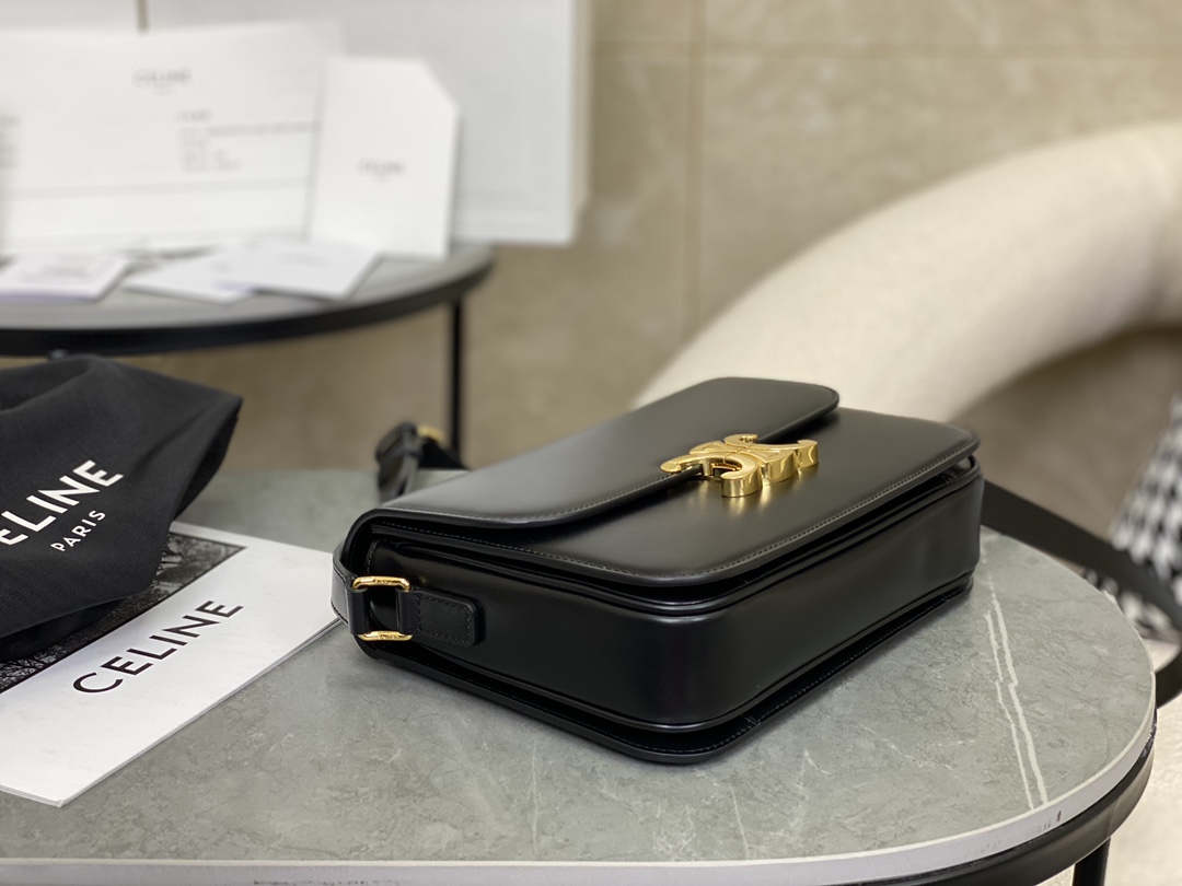 CELINE | Triomphe Black and Gold Medium Bag  