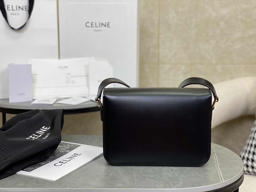 CELINE | Triomphe Black and Gold Medium Bag  