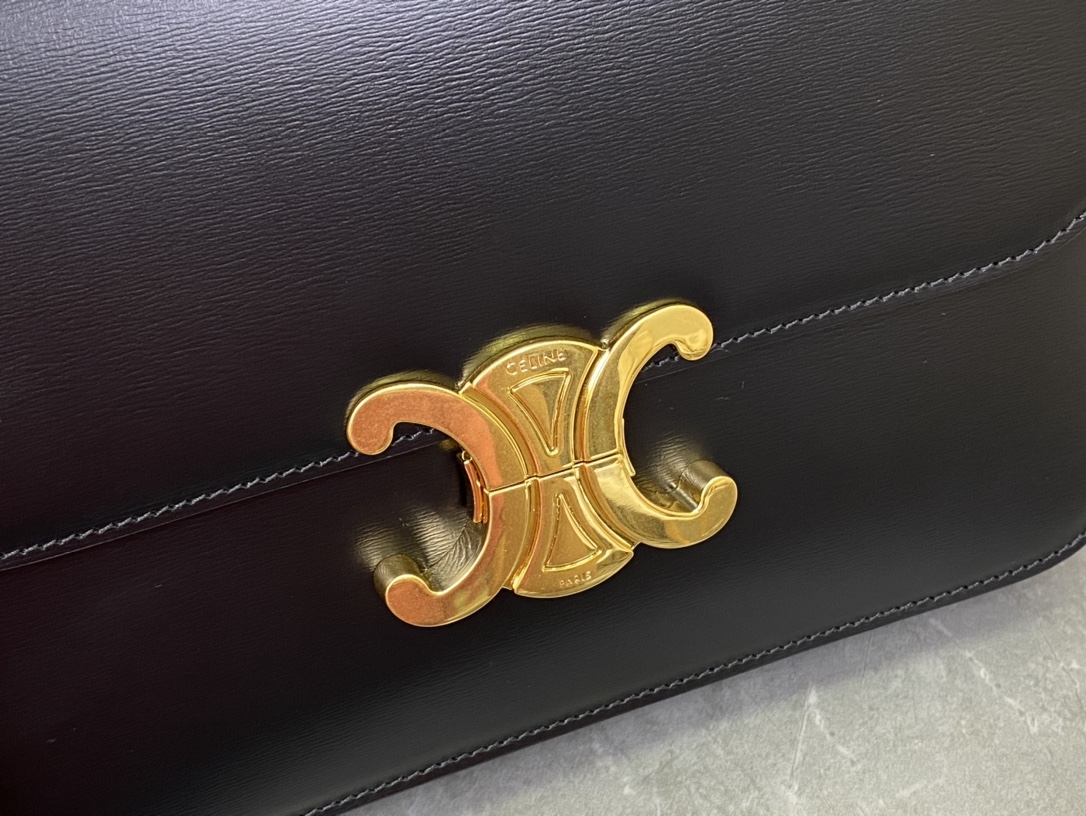 CELINE | Triomphe Black and Gold Medium Bag  