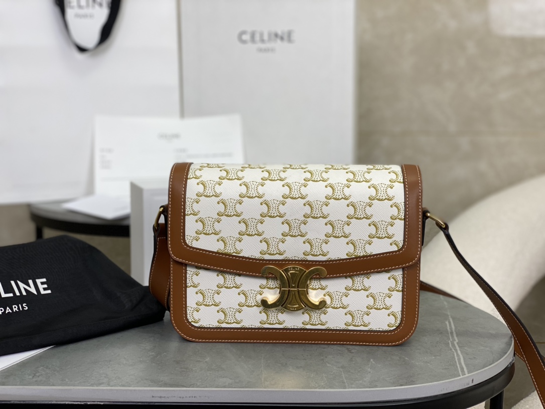 CELINE | Medium TRIOMPHE Box, Old Flower Medium Tofu Bag  