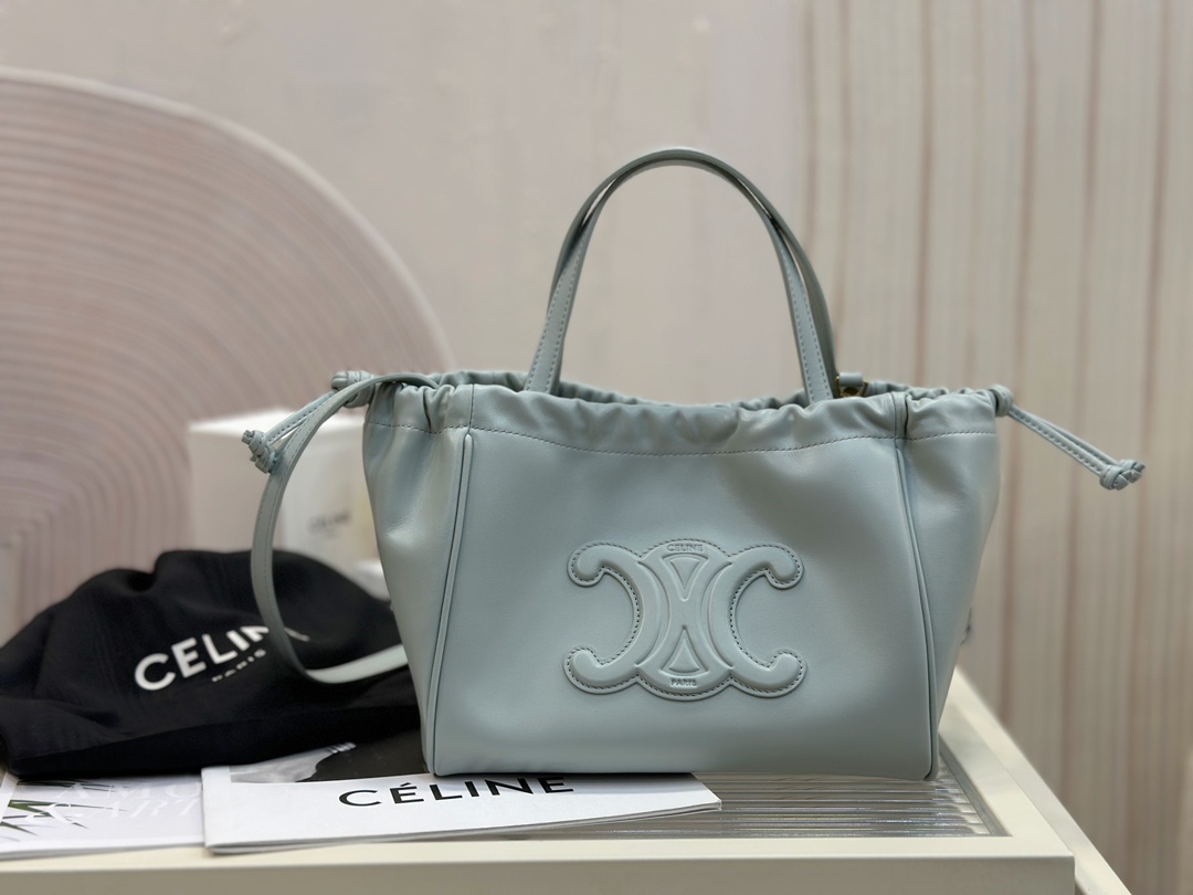 CELINE New Leather Drawstring Bag, Small Size, Soft Cowhide Material, Suede Cowhide Lining  