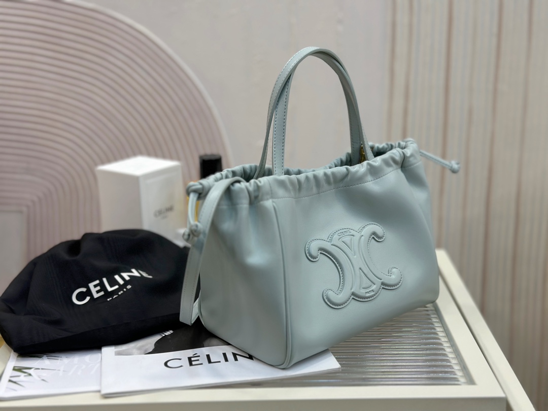 CELINE New Leather Drawstring Bag, Small Size, Soft Cowhide Material, Suede Cowhide Lining  