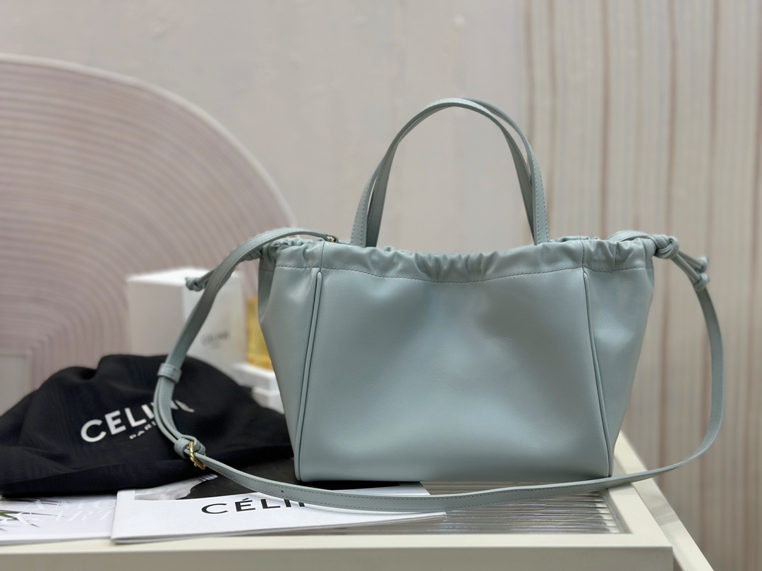 CELINE New Leather Drawstring Bag, Small Size, Soft Cowhide Material, Suede Cowhide Lining  