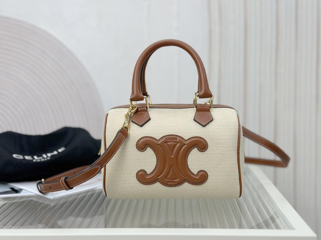 CELINE | Small Boston Bag with Canvas and Leather  