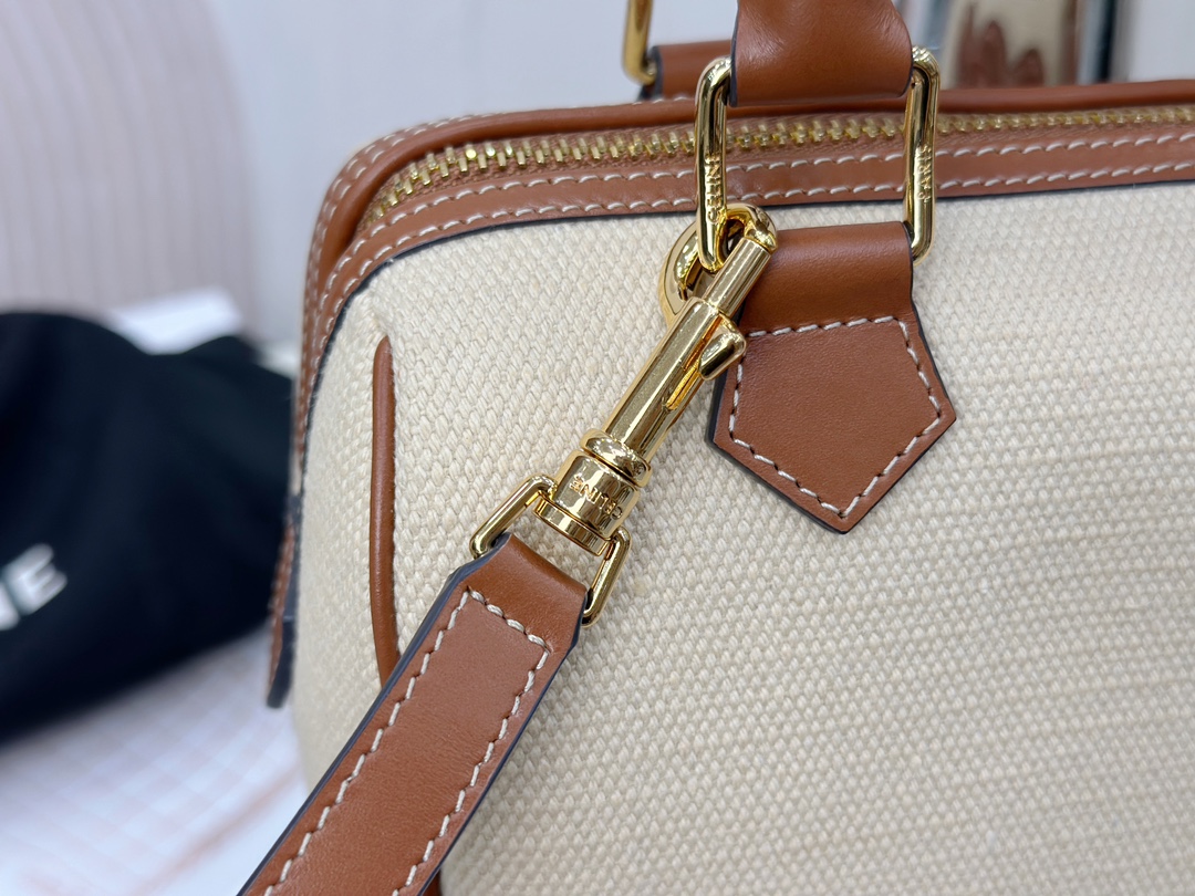 CELINE | Small Boston Bag with Canvas and Leather  