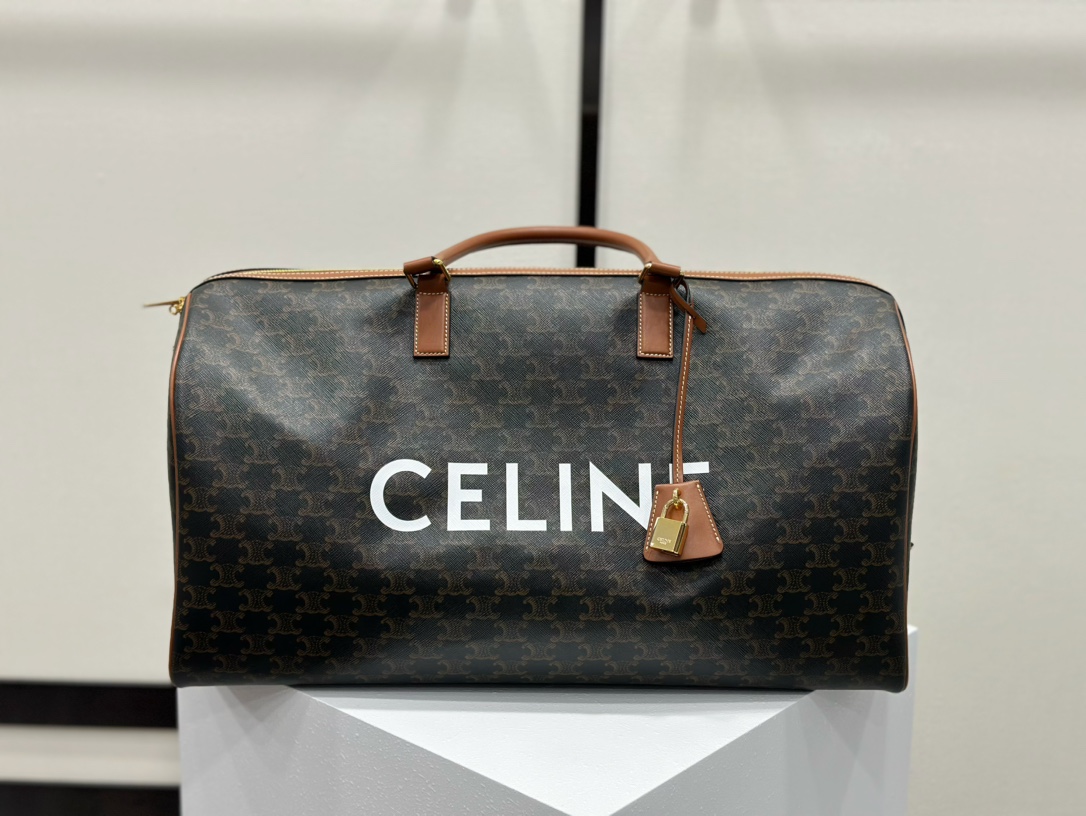 CELINE | Large Travel Bag with Floral and Logo Print  