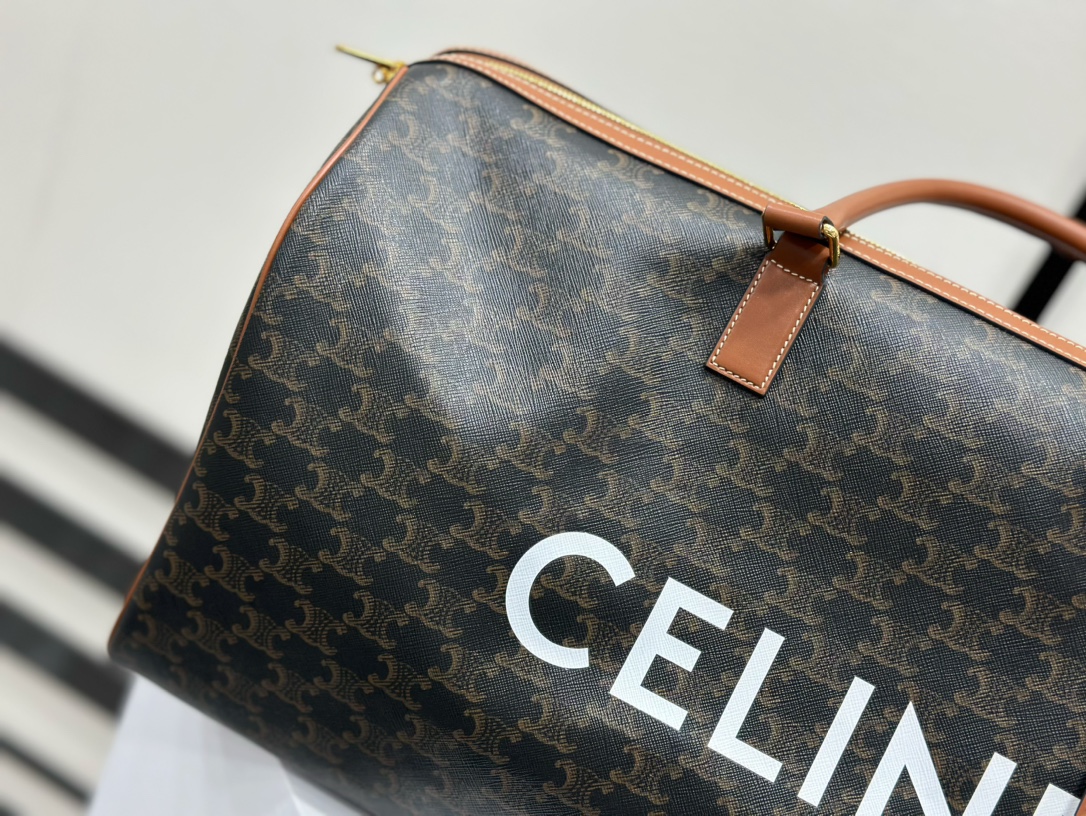 CELINE | Large Travel Bag with Floral and Logo Print  