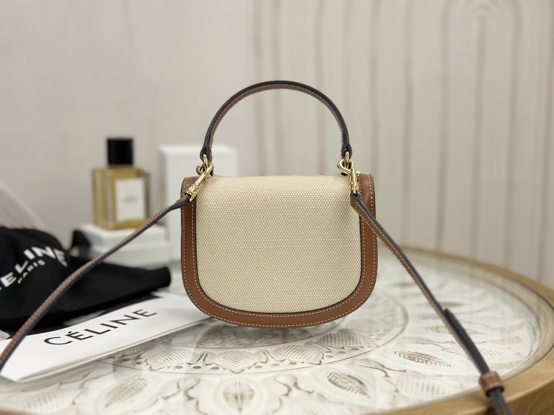 Celine Mini Saddle Bag, Canvas and Leather Patchwork  