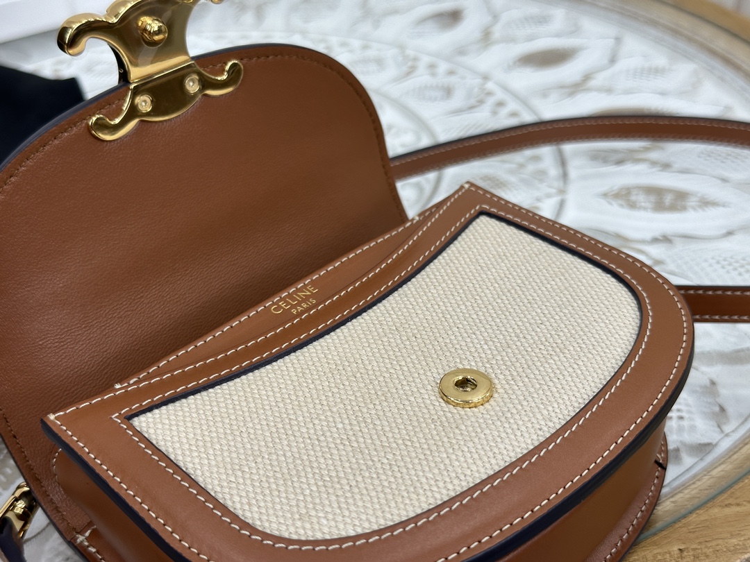 Celine Mini Saddle Bag, Canvas and Leather Patchwork  