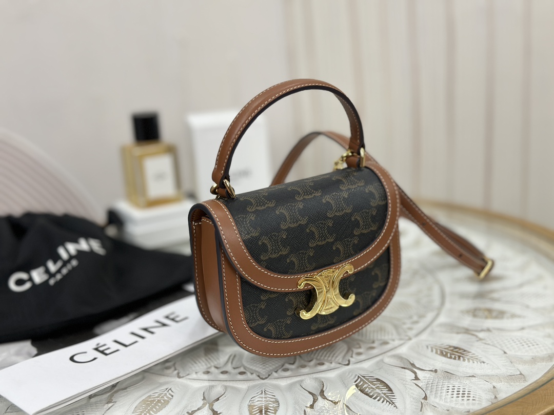 Celine Mini Saddle Bag, Canvas and Leather Patchwork  