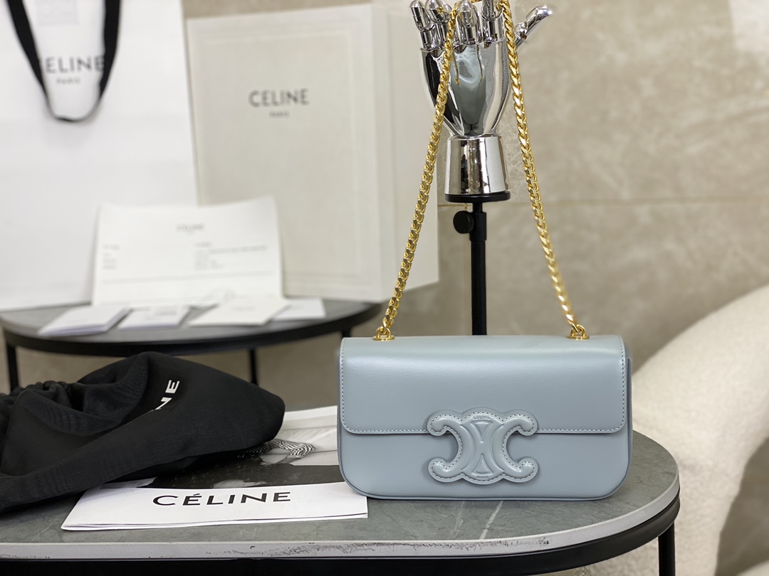 CELINE | Triomphe Shoulder Bag with Embossed Detailing, Sheepskin Interior  