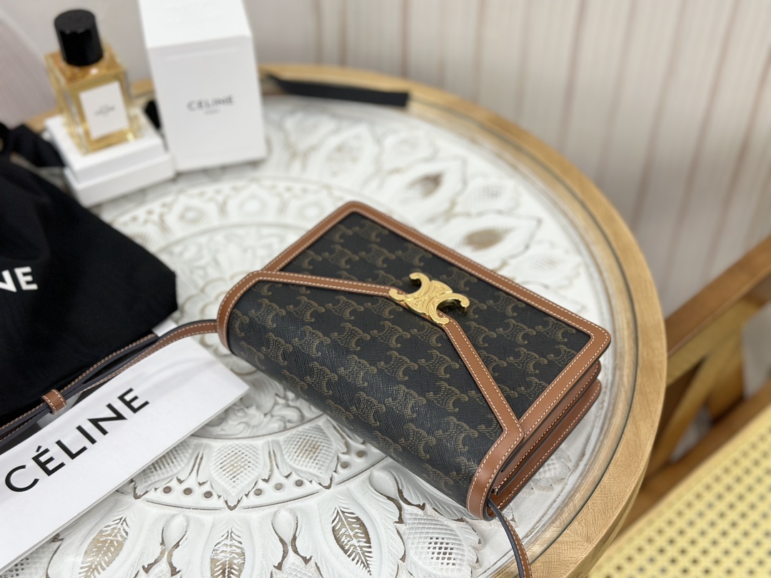 CELINE ENVELOPE Triomphe Leather Clutch  