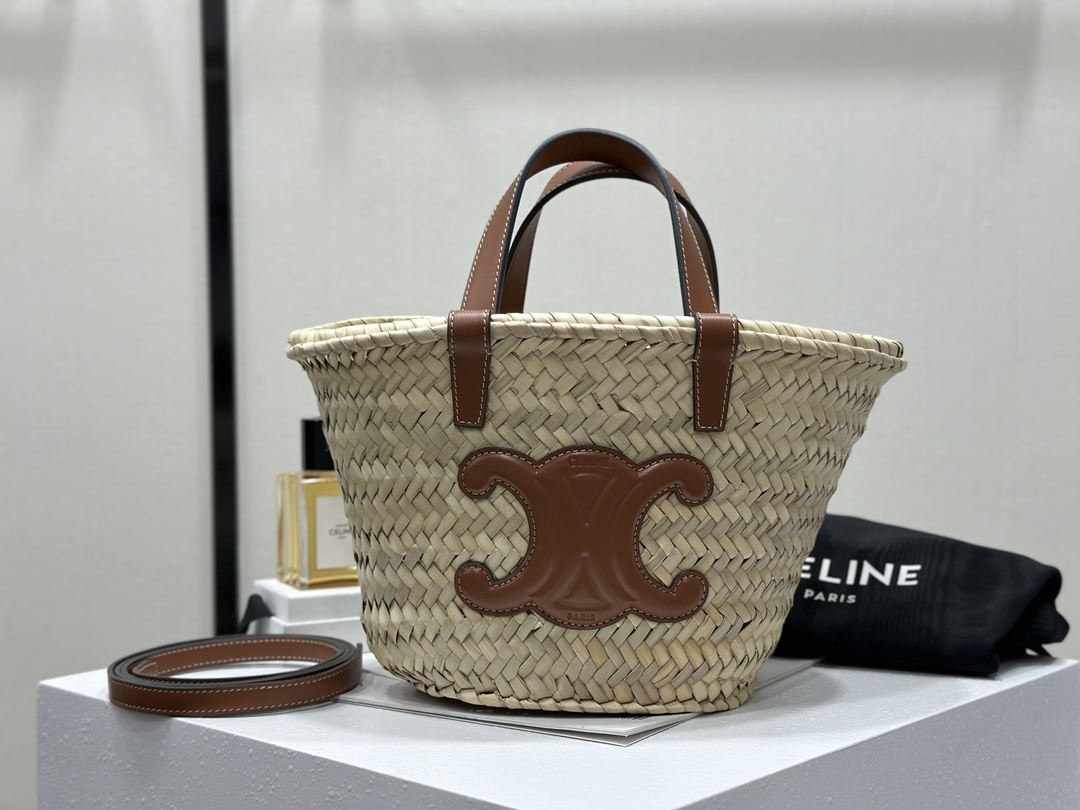 TEEN TRIOMPHE CELINE CLASSIC Palm Leaf Leather Tote Small  