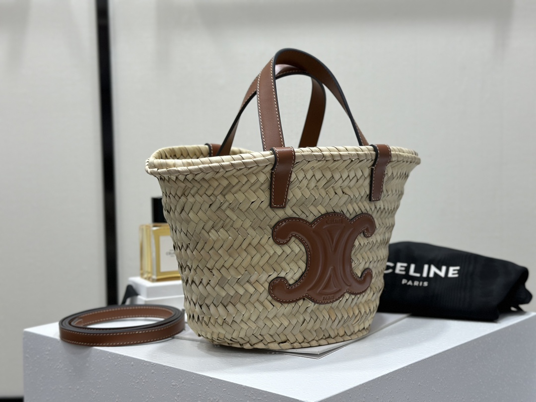 TEEN TRIOMPHE CELINE CLASSIC Palm Leaf Leather Tote Small  