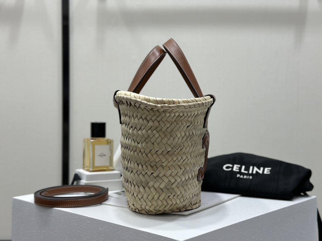 TEEN TRIOMPHE CELINE CLASSIC Palm Leaf Leather Tote Small  