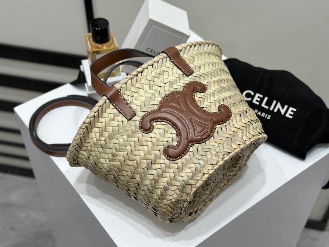 TEEN TRIOMPHE CELINE CLASSIC Palm Leaf Leather Tote Small  