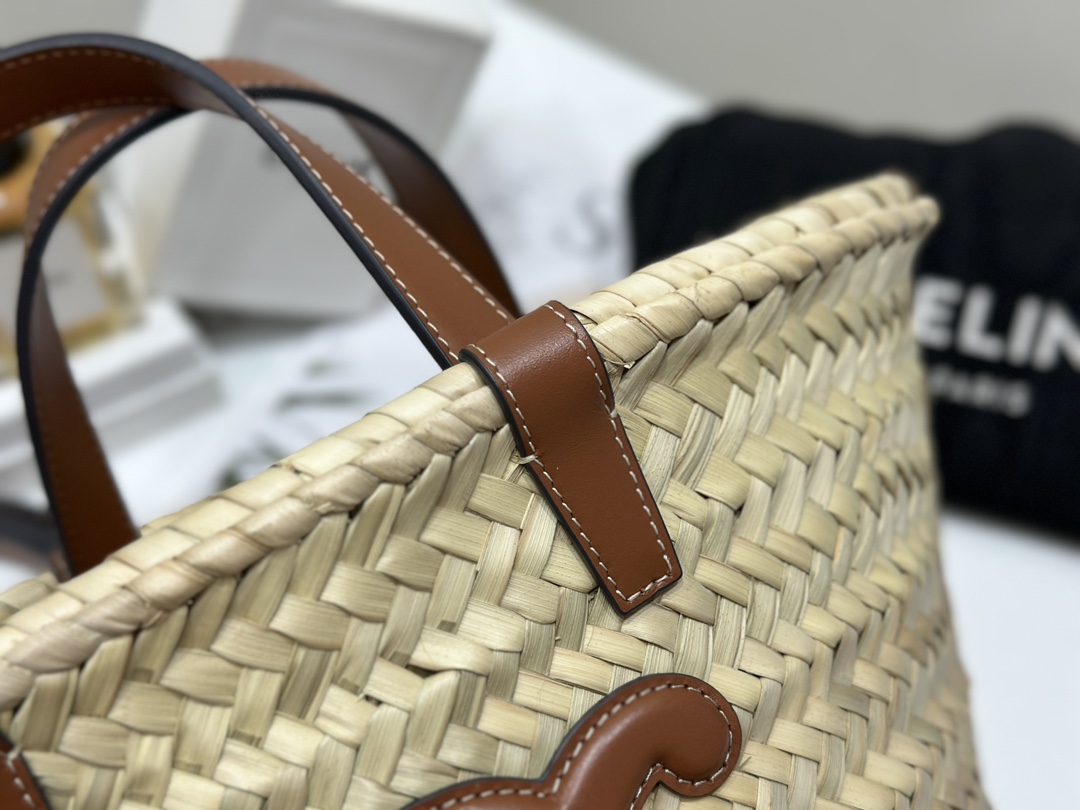 TEEN TRIOMPHE CELINE CLASSIC Palm Leaf Leather Tote Small  