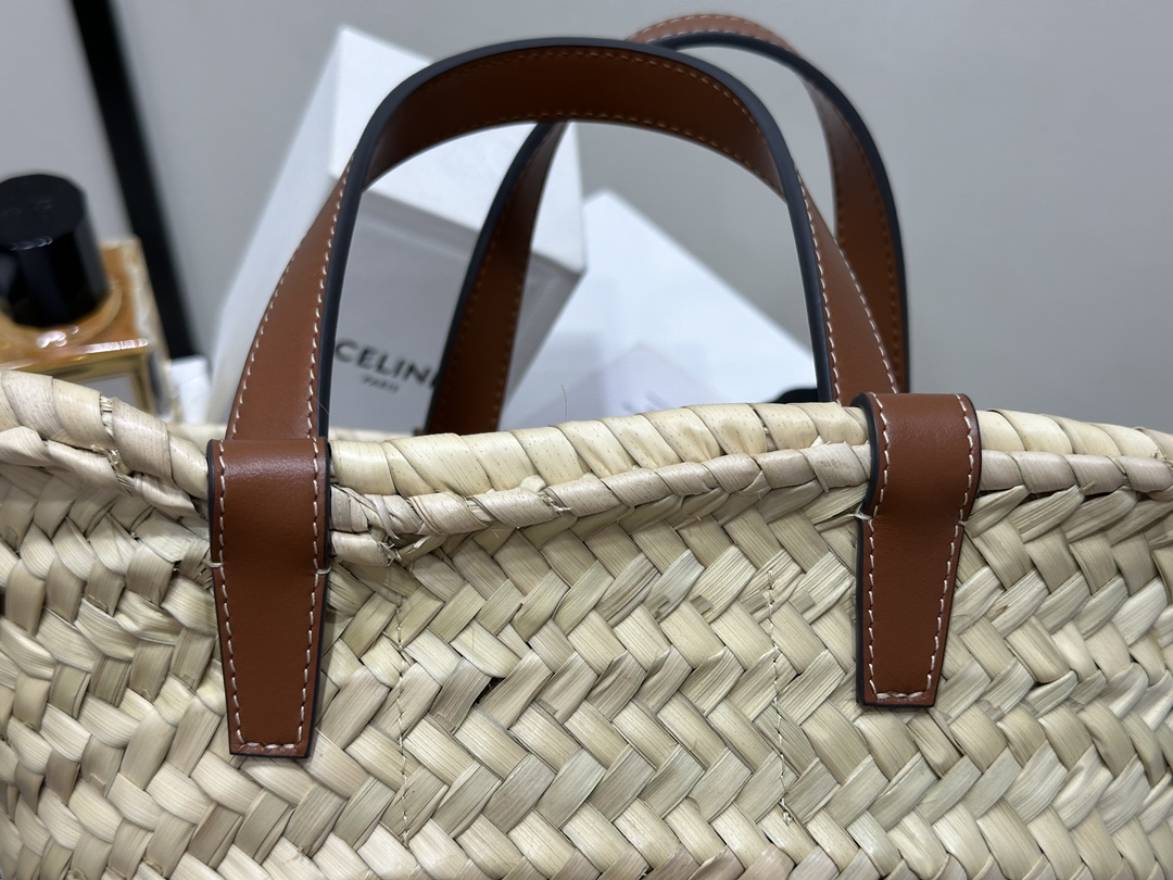 TEEN TRIOMPHE CELINE CLASSIC Palm Leaf Leather Tote Small  