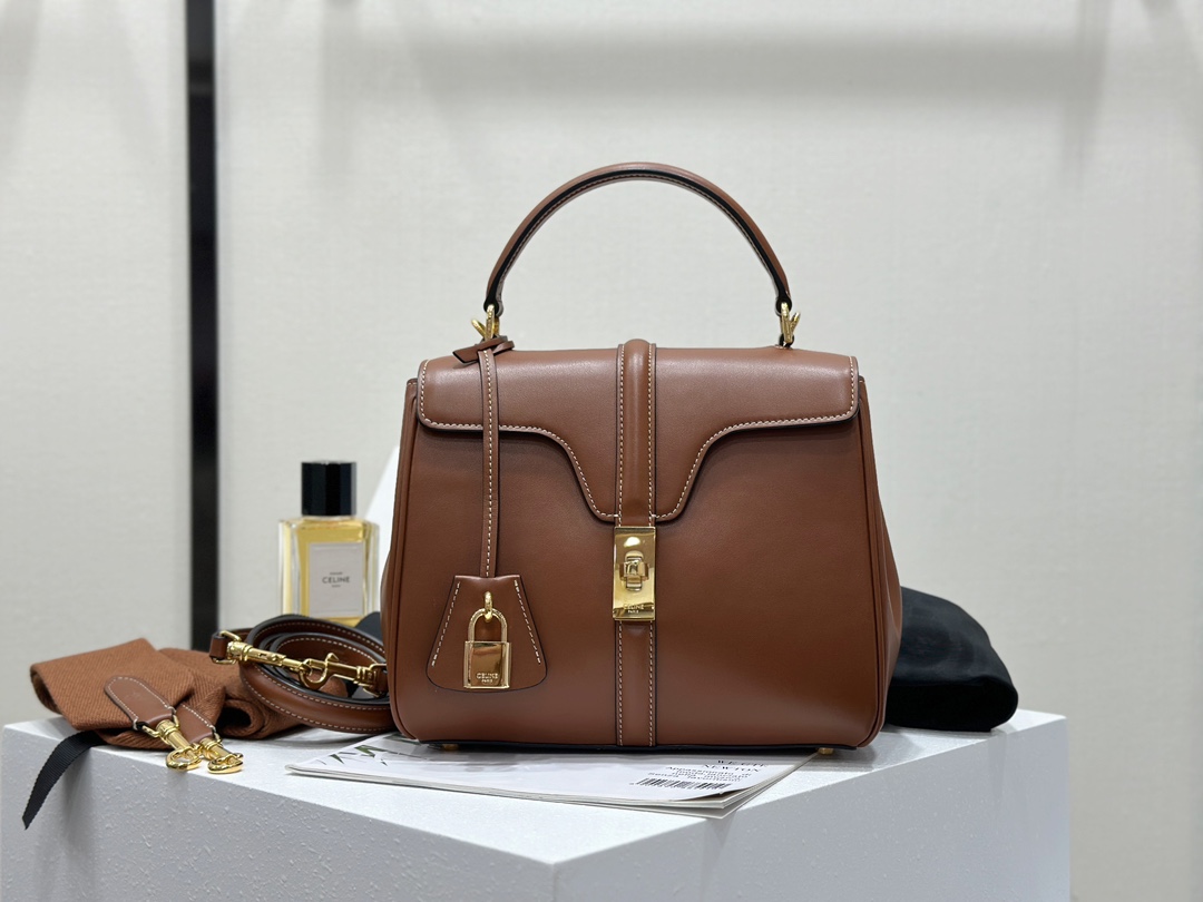 CELINE | 16 Mini Satin Finish Leather Handbag, Calfskin Leather Lining  