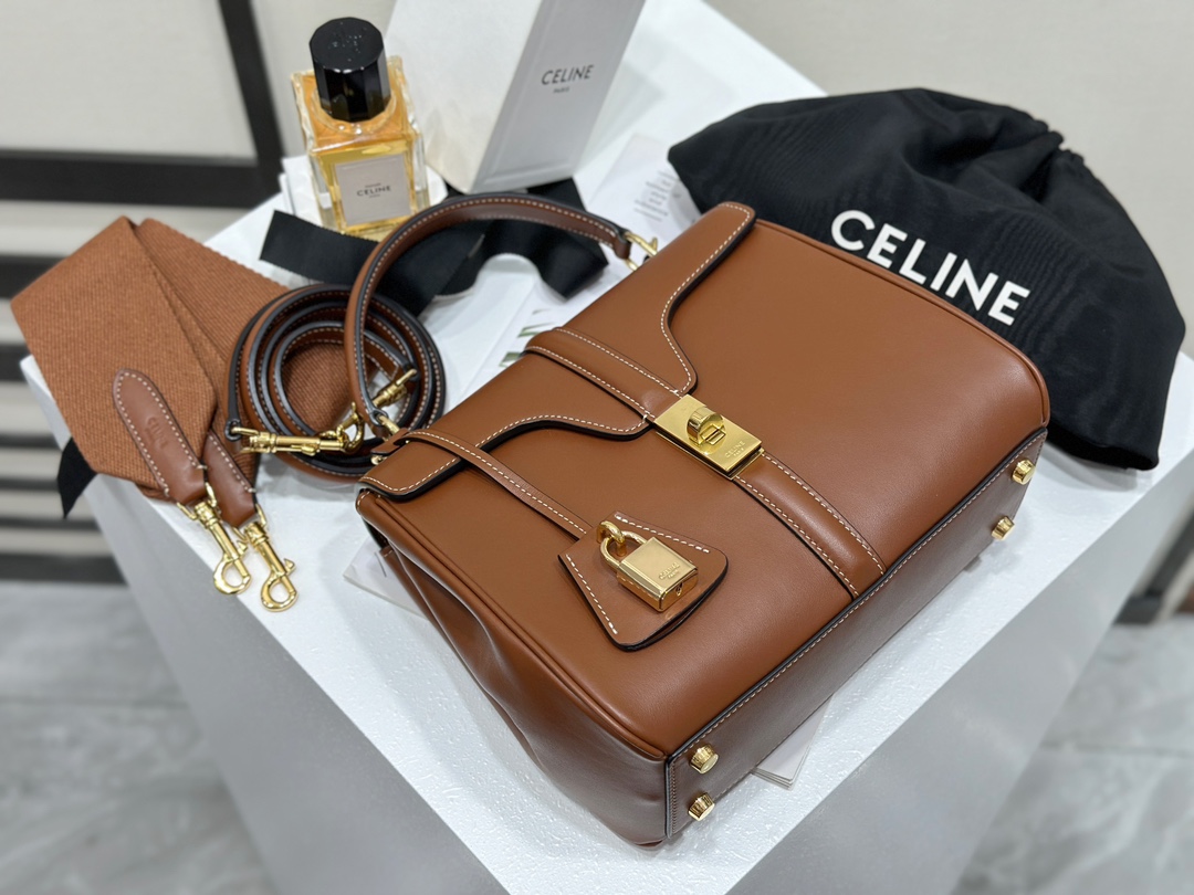 CELINE | 16 Mini Satin Finish Leather Handbag, Calfskin Leather Lining  