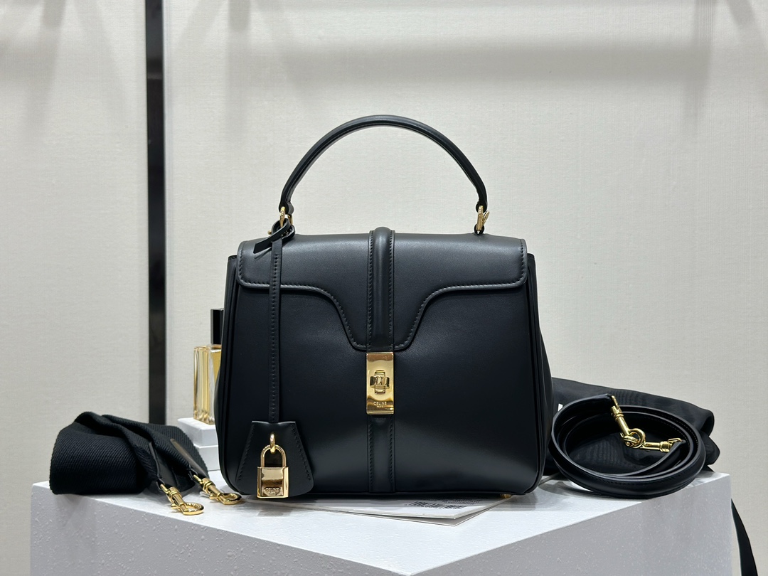 CELINE | 16 Mini Satin Finish Leather Handbag, Calfskin Leather Lining  