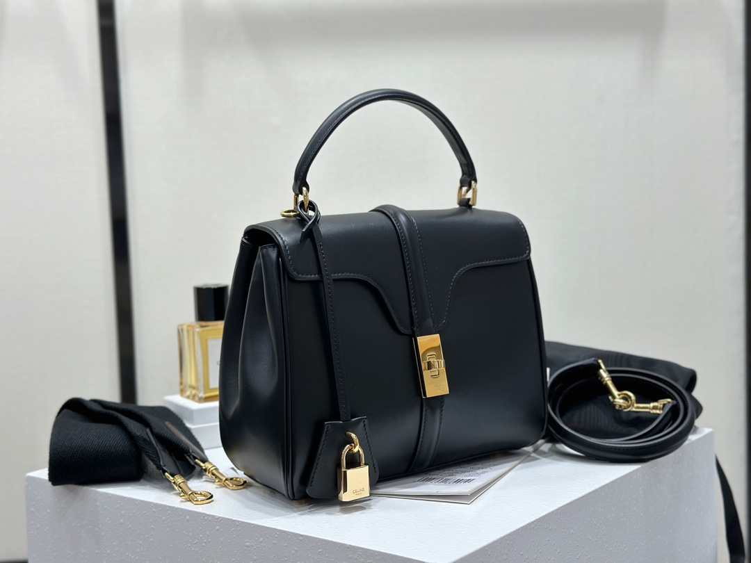 CELINE | 16 Mini Satin Finish Leather Handbag, Calfskin Leather Lining  