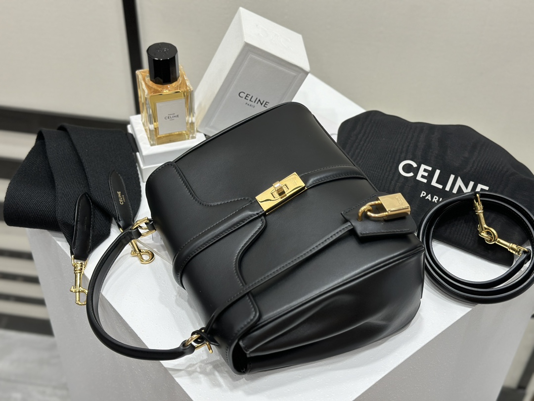 CELINE | 16 Mini Satin Finish Leather Handbag, Calfskin Leather Lining  