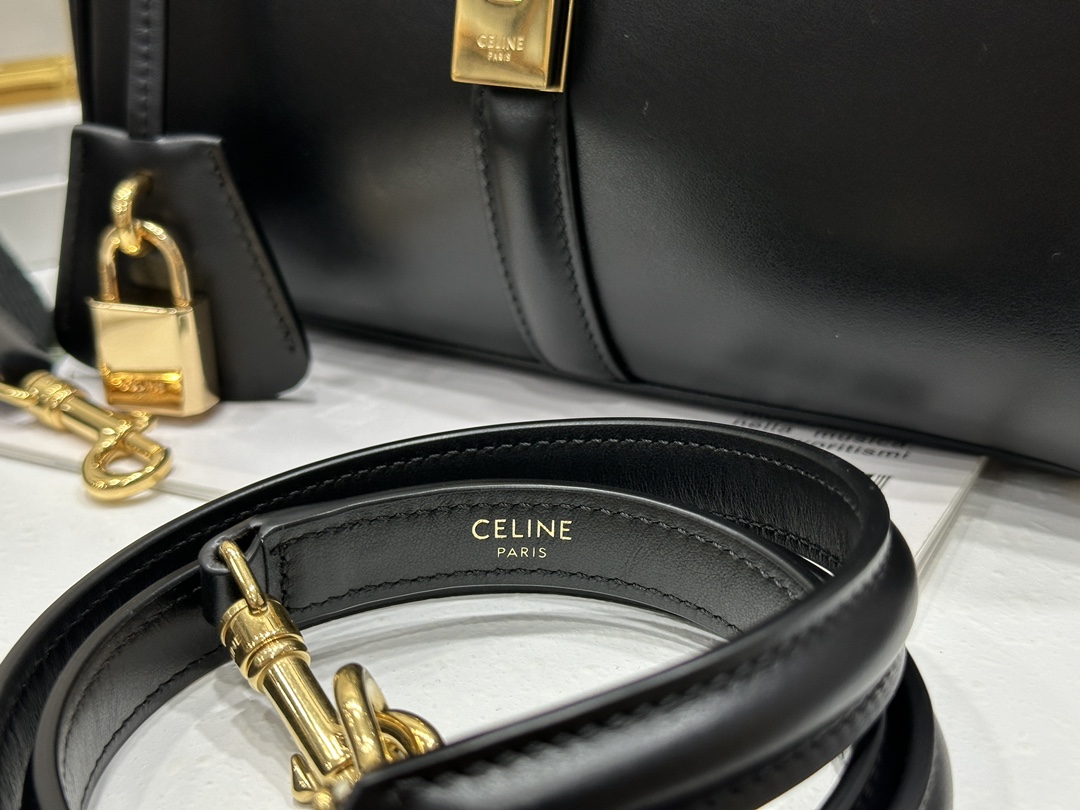 CELINE | 16 Mini Satin Finish Leather Handbag, Calfskin Leather Lining  