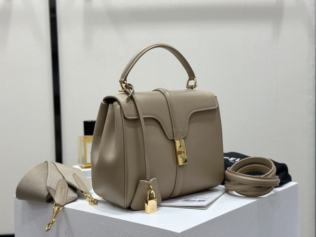 CELINE | 16 Mini Satin Finish Leather Handbag, Calfskin Leather Lining  