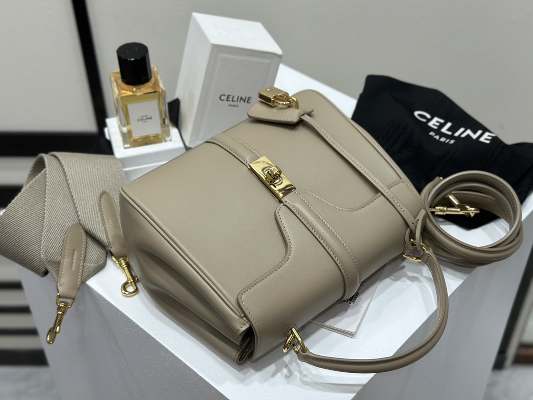 CELINE | 16 Mini Satin Finish Leather Handbag, Calfskin Leather Lining  