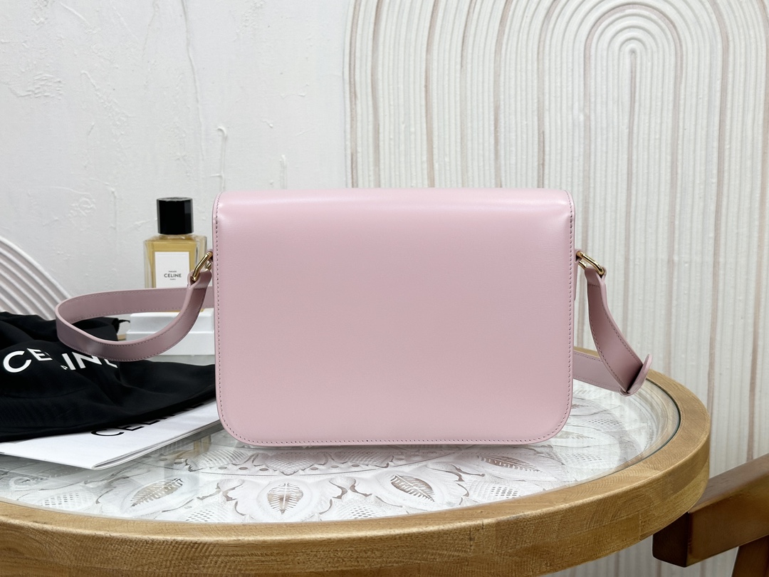 Celine Triomphe Pink Box Medium Series, Calfskin Leather, Lined with Small Sheepskin  