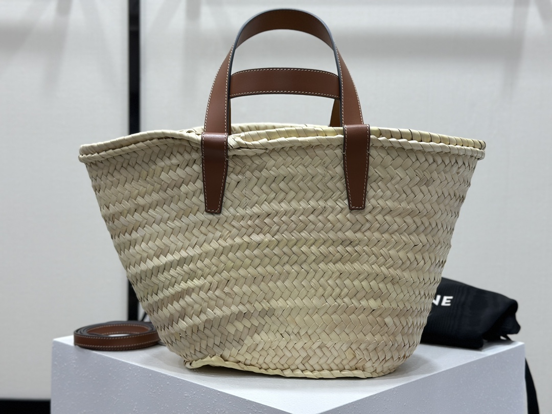 CELINE Teen Classic Palm Leaf Leather Tote Medium, Woven Handbag  