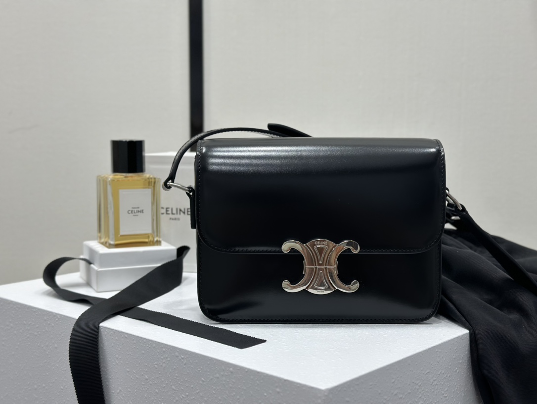 Celine | Triomphe Black Silver Box Bag