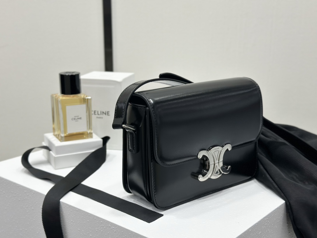 Celine | Triomphe Black Silver Box Bag