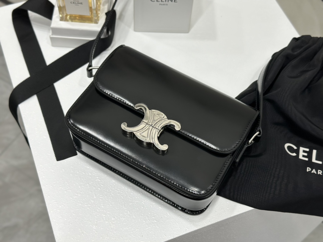 Celine | Triomphe Black Silver Box Bag