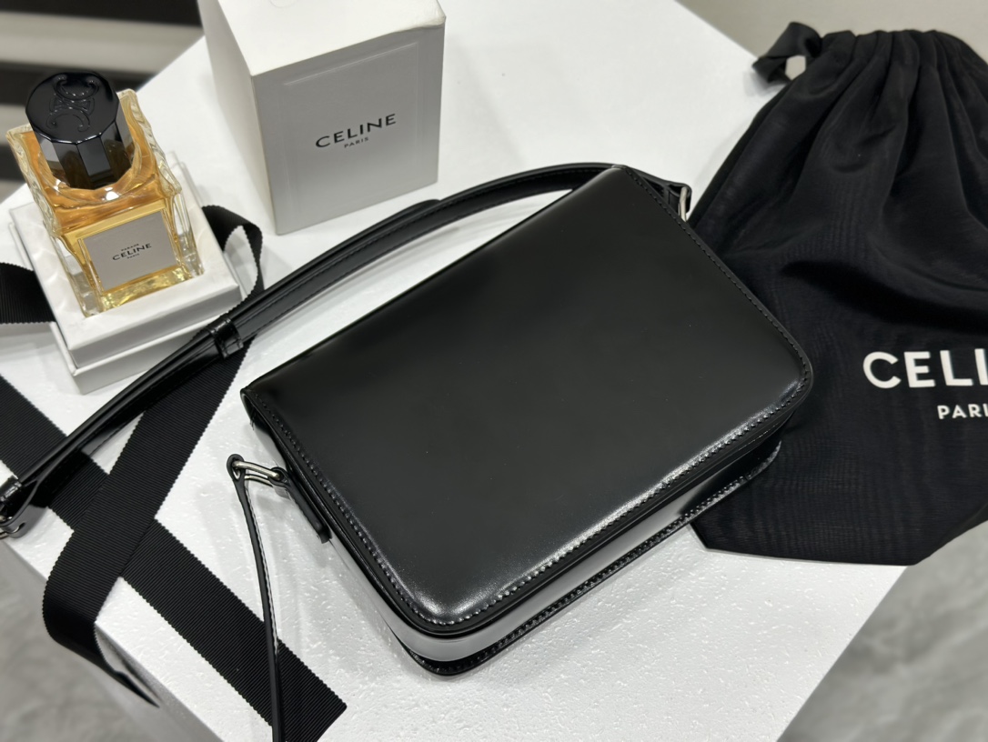 Celine | Triomphe Black Silver Box Bag