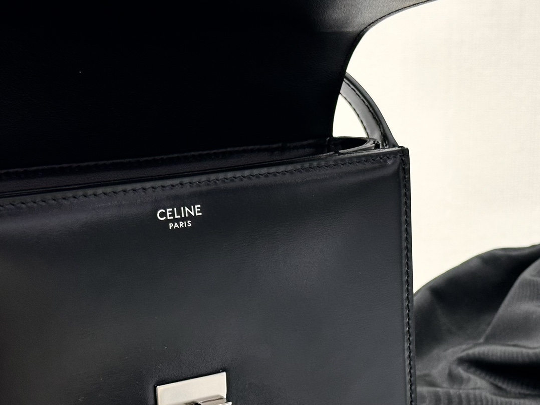 Celine | Triomphe Black Silver Box Bag