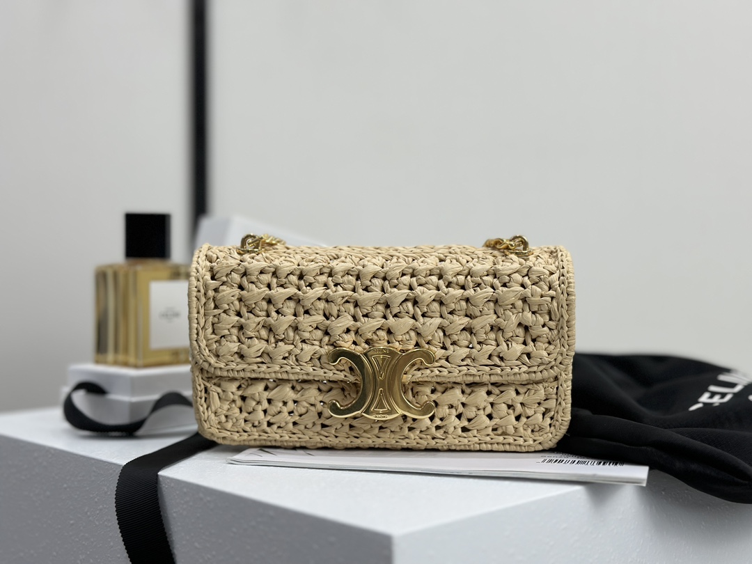 Celine Triomphe Woven Chain Shoulder Bag  