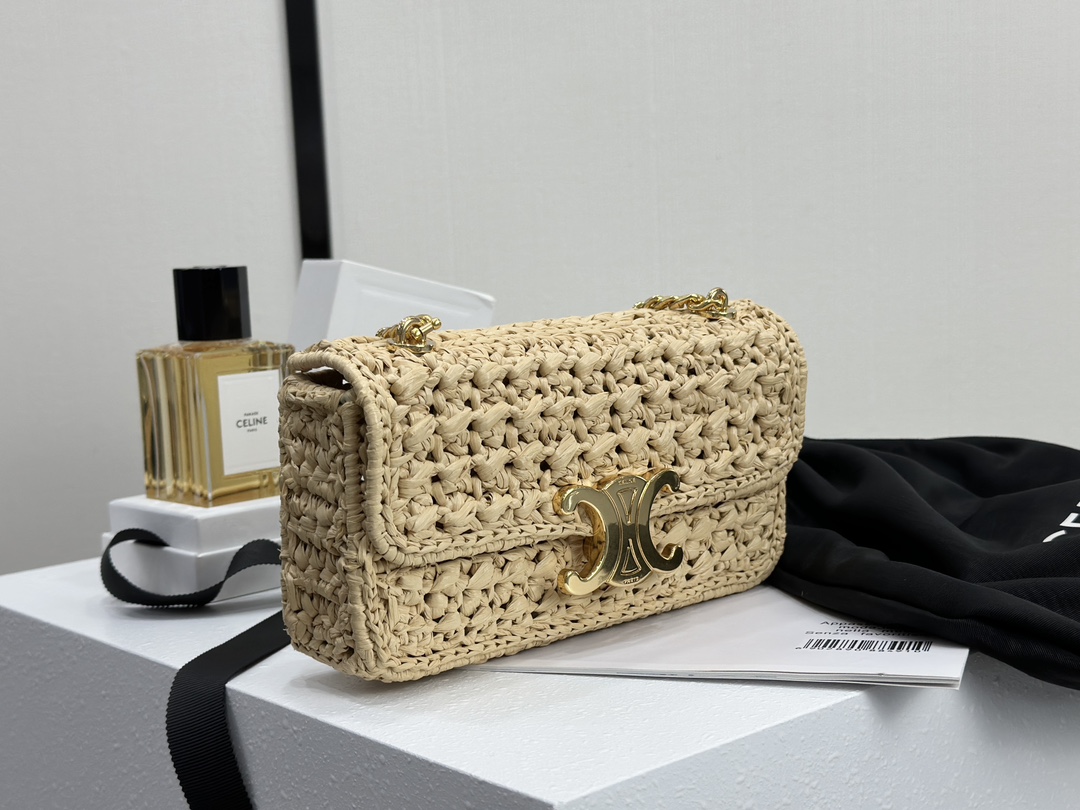 Celine Triomphe Woven Chain Shoulder Bag  