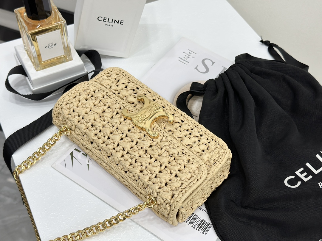 Celine Triomphe Woven Chain Shoulder Bag  