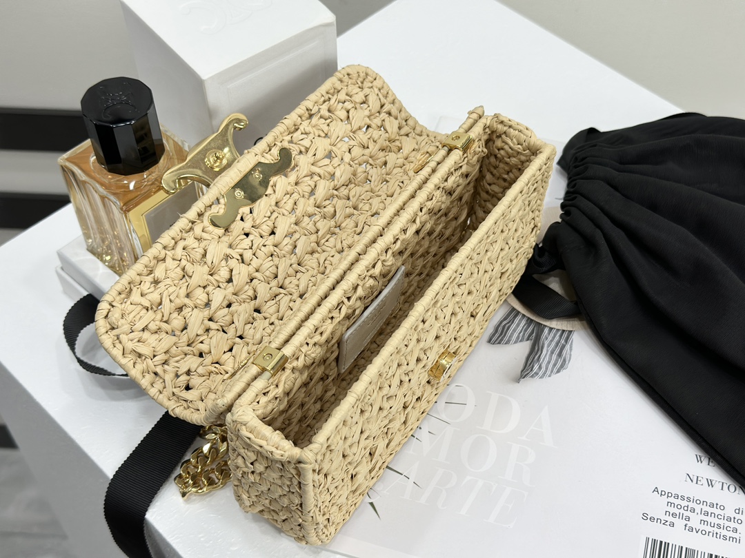 Celine Triomphe Woven Chain Shoulder Bag  