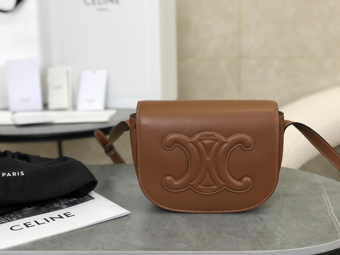 Celine | Folco Cuir Full Leather Mini Saddle Bag  