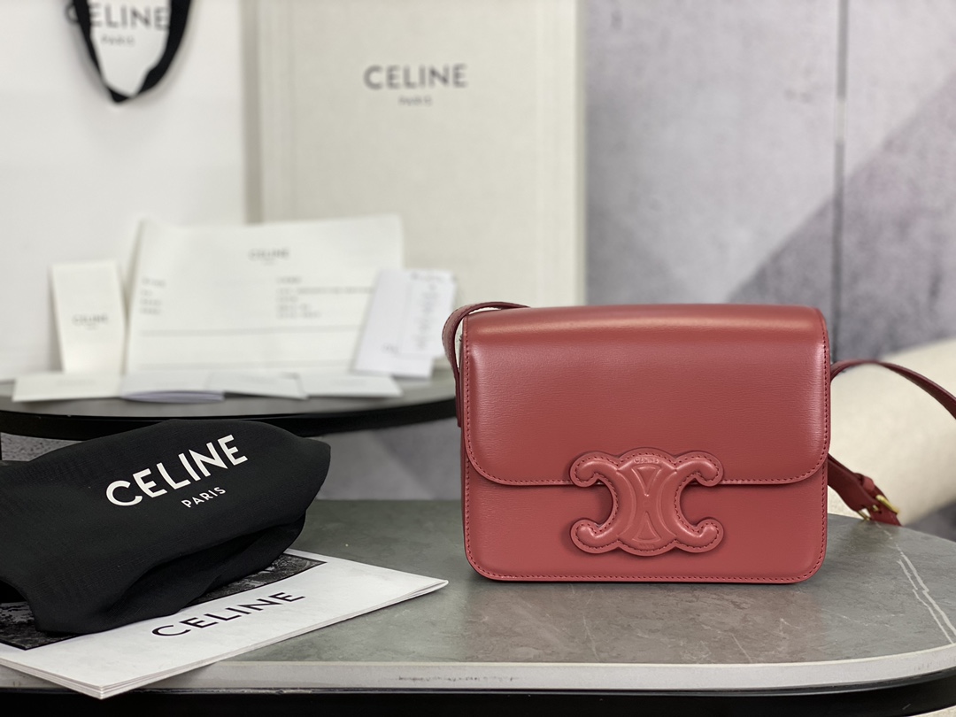 Celine Embossed Mini Vermilion Box, Imported Calfskin Texture  