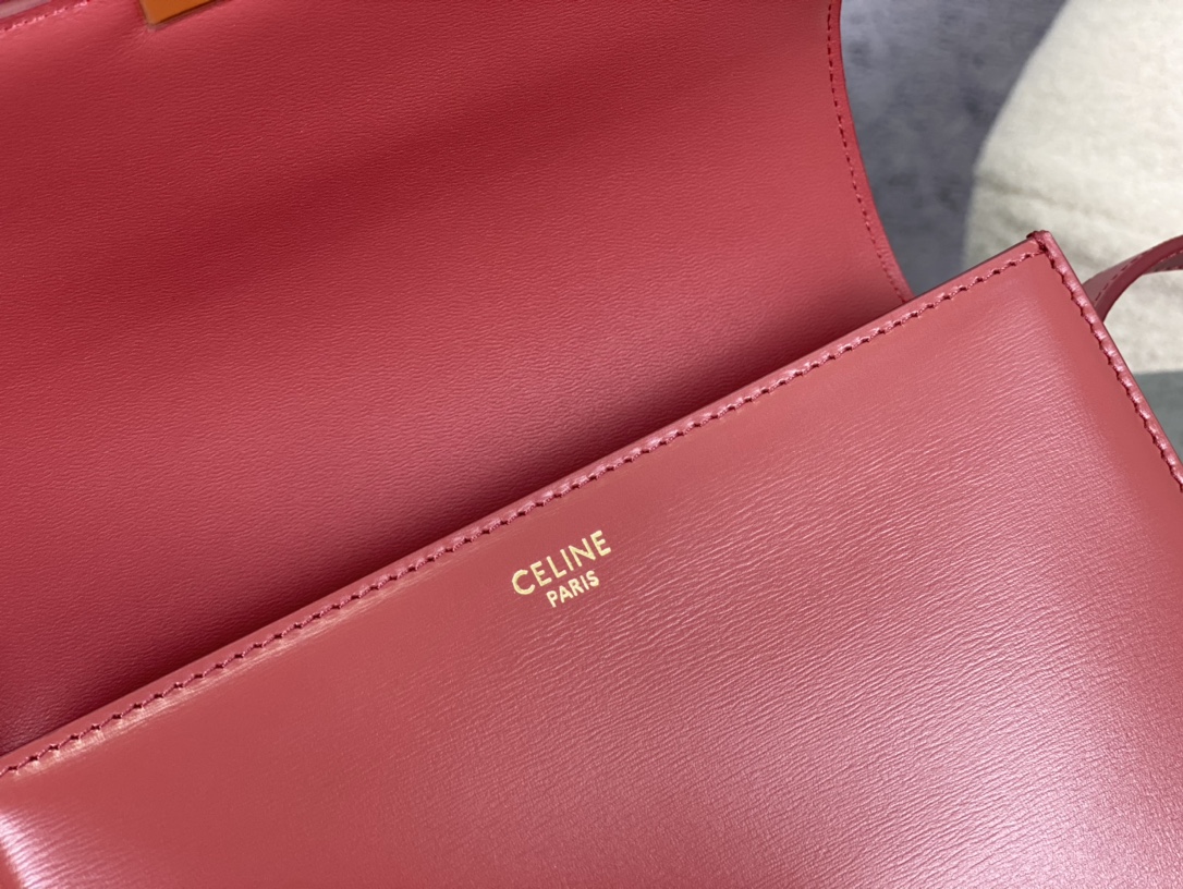 Celine Embossed Mini Vermilion Box, Imported Calfskin Texture  