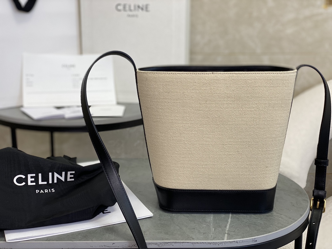 Celina Triomphe Canvas Small Bucket, Imported Leather Material